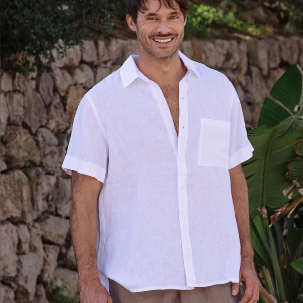 Magic linen MEN'S SHORT SLEEVES LINEN SHIRT VERBIER IN WHITE